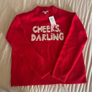 Red 'Cheers, Darling' Sweater BNWT, XS